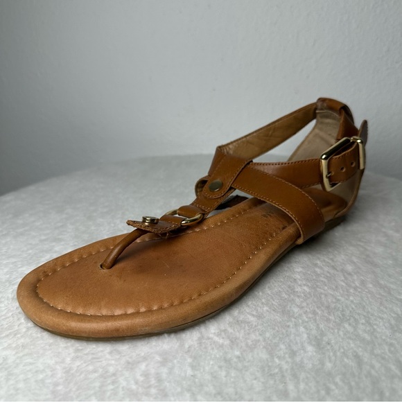 ANTONIO MELANI Tan Leather Buckle Sandals - Picture 2 of 12